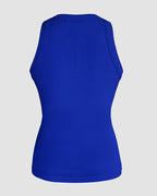Rhinestone Contrast Sequin Keyhole Neck Sleeveless Slim Fit Elasticity Ribbed Top Elegant Tank