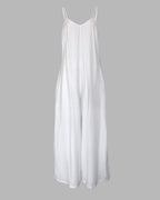 Plain Adjustable Strap Wide Leg Jumpsuit Casual Loose Fit Romper