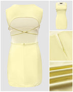 Square Neck Sleeveless Sexy Backless Skirt
